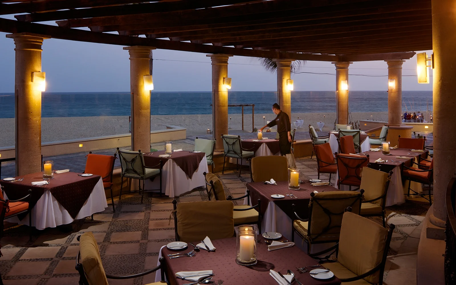 Playa Grande — dining at sunset